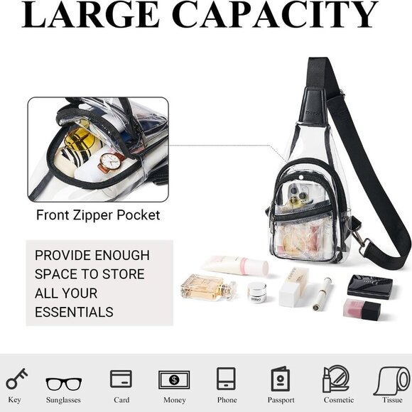 Clear Bag for Stadium Events Approved Clear Purses for Women Crossbody Transpare - Picture 5 of 9